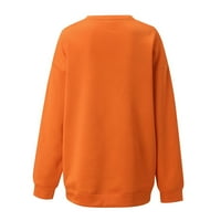 Žene pulover tiskane dukseve žene runo dugih rukava o vratu labavi dukseri, jesen zima narančasta m
