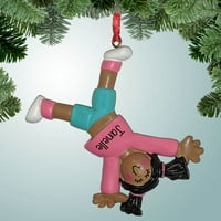 TUMBLLL GIRL - Smeđa kosa - Personalizirani božićni ukras - gimnastika - Cartwheel - Savršeni čarapa za čarape - Odlične ideje za poklone