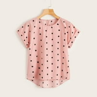 Majice Labakihah za žene Žene Ljetne casual dot Print Tops kratkih rukava majica bluza ružičasta