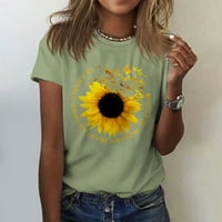 Ženske bluze Ženske plus bluze Slatke cvjetne ljetne okrugle majice od majica na vrhu Green M