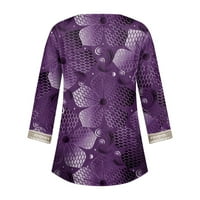 Apepal Womens Ljetni vrhovi Ležerne prilike VAC V izrez TEE majice rukava modna labava bluza ljubičasta