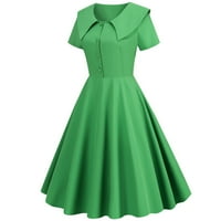 Gotyou haljine Ženski ljetni temperament Vintage suknje Revel kratki rukav Slim A-line haljina zelena xl