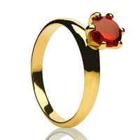 Ruby Wedding Ring - Solitaire Vjenčani prsten - dame CZ prsten - žuto zlatni prsten - pasijans, 4,25