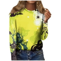 HHEI_K majice s dugim rukavima za žene Ženska casual moda Print dugi rukav O-izrez revolf Udobni pulover