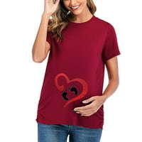 GAKVBUO Funny majice za trudnice Plus veličine Majzni vrhovi Dame Moda Solid Boja Ispis Kratki rukav Truten Žena Ležerne prilike