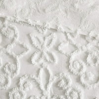 Svijetlo bijeli Chenille Newbed Set Medaljon uzorak posteljina teksturirana meka pamučna tkanina Shabby