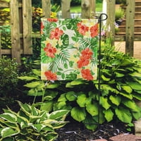 Vodeni kolor Havajski egzotični tropski listovi i cvijeće na Plumeria Hibiscus Monstera Palm Yellow Garden Zastava Dekorativna zastava Kuća baner