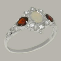 Britanci napravio je 9k bijeli zlatni prirodni opal dijamantski granetin ženski Obećani prsten - Opcije