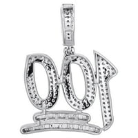 Sterling srebrni krug i baguette Diamond Emoji Privjesak 1.30 Charm CT