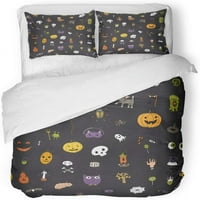 Posteljina set Bat i Halloween Doodle Cartoon Beast Boy Candy Candy Caty CATM CATGLE SELEACIJA Dvostruka veličina pokrivač sa jastukom za kućnu posteljinu ukras