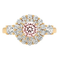 1.6ct okrugli rez ružičasti simulirani dijamant 14k žuto zlato ugraviranje izjava bridalna godišnjica