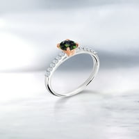 Gem Stone King 0. CT Zeleni mistik Topaz bijeli Izradio je safir 10k bijeli zlatni prsten sa ružinim