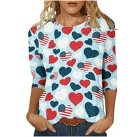Ženska dukserica Valentines Day Cleance Ženska Trendi ispisana labava majica Mid-duljine rukavi bluza
