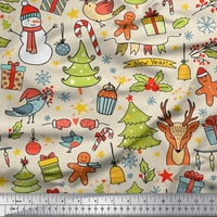 SIMOI svilena tkanina poklon kutija, snjegović i stablo božićno štampanje tkanine sa dvorištem široko