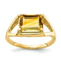Čvrsta 14k žuto zlato 9x smaragdno rez Citrine žuti studeni Gemstone Angažman prsten veličine 5