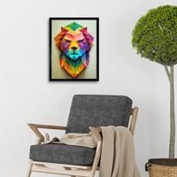 Živa geometrijska lav glava decoupage Art Print Framed Poster zidni dekor