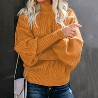 Žene Casual Solid Dugi rukav debeli pleteni pulover CrewNeck džemper kaput topli dressy pad džemperi za žene