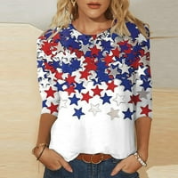 Hanas ženske modne ležerne majice, Dan nezavisnosti Ispis patriotske bluze, tromjesečna bluza s pulover