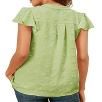 Glonme ženske bluze V izrez košulje Šifon vrhovi radne labave tuničke majice casual majica kratkih rukava