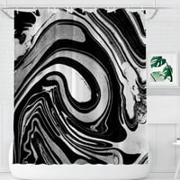 Crno-bijela zavjesa za tuširanje, apstraktni mramor za modernu kupatilo, vodootporna tkanina set sa