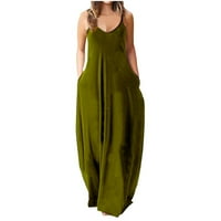 Mikilon Ženska ljetna udobnih modnih casual bez rukava s kratkim kratkim haljinama bez rukava za žene Casual Ljetna vojska zelena XXL na prodaju