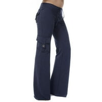 AirPow Trendy hlače za žene Fall Women Workout Out gamaše Stretch tipka za struk Pocket Yoga teretana