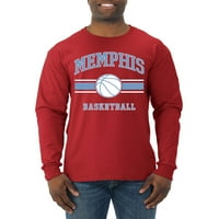 Wild Bobby Grad Memphis Košarka Fantasy Fan Sports Muška majica dugih rukava, Crvena, 3x-velika