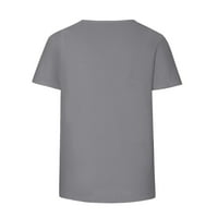 Penskaiy ženska modna tiskana okrugla vrat majica kratkih rukava bluza Labavi vrhovi ljeto svestrana majica xxxxxxl siva na prodaju
