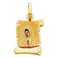 GUADALUPE Djevica Mary 14K Čvrsti zlatni privjesak
