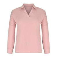Ženska zvezdasih povremene modne pulover dugih rukava s dugim rukavima V-izrez SOLD majica Retro ružičaste