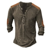 Ketyyh-Chn košulje s dugim rukavima za muškarce SOLID COLOR V majice izrez bluza labava tunika siva,