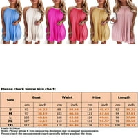 Glonme Ladies Sundress Halter Center Haljina od pune boje kratke mini haljine kaftane casual jednostavan