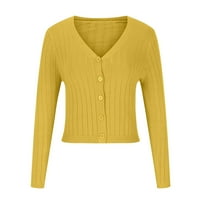 Ženski kardigani jesen jesen zimski džemper kardigan žuti s