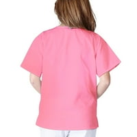 Ženske košulje žene kratki rukav V-izrez V-izrez Radne majice Pink XXXL