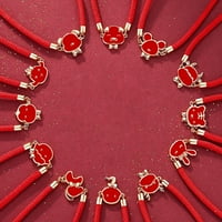 OPVISE narukvica Izvrsni crtani životinjski uzorak sterling srebrni kineski zodijak crveni konop za zabavu