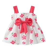 Caveitl Godina Dečji dečji dečji devojke Ljeto Slatka cvjetna ispis Klizni haljina Bowknot Princess