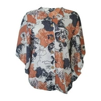 Ženske vrhove bluza Žene kratki rukav Ležerni cvjetni tee V-izrez Modni ljetni bluze narančasti