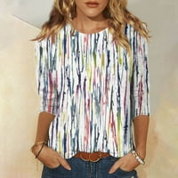 APEPAL ženske grafičke majice s rukavima s vještinom za rušenje Vežbajte kratki vrat Ležerna majica Top Multicolor L