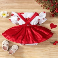 MA & MABY novorođenčad dječje djevojke Valentinovo outfit s kratkim rukavima, sjedenje suknje za srce + suspender