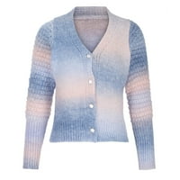 Ženski usev džemper Cardigan Modni tie-dye Print dugih rukava rebrasti pleteni kaput dugme Otvorite