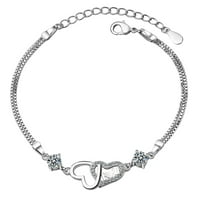 Imitacija srebrna ženska dijamantska narukvica nakita nakita nakita nakita u obliku srca