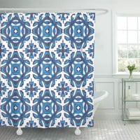 Plavi keramički prekrasan patchwork uzorak iz šarenih marokanskih pločica ukrasi ispunjavaju zavjesu