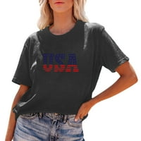 Žene Thirts Dan neovisnosti T-majica s kratkim rukavima Majica za slobodno vrijeme USA Monogram Flag