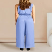 Singreal ženske odjeće Ljetni casual bez rukava izrugiva se vrhovi širokih pantalona za noge
