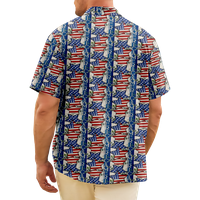 4. jula Muška havajska majica Kratki američki Nacionalni zastava košulju ovratnika ulica s rukavima