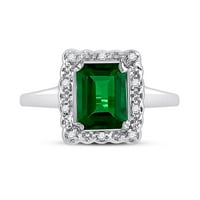10k bijeli zlatni smaragd stvorio smaragdni prsten sa pasijansom 1- cttw