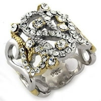 LUXE nakit dizajnira ženski zlatni i rodijumski pozlaćeni srebrni prsten sa AAA razredom CZ - veličine
