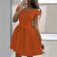 Narančasta ženska solidna boja haljina bez rukava bez rukava nagnuta haljina seksi haljina m