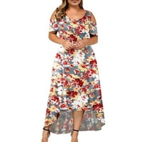 Plus size Ljetna haljina za žene SXEY Hladna ramena Sunderss cvjetna grafička plaža haljina s kratkim rukavima