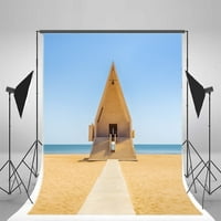 Hellodecor poliester tkanina 5x7ft Pozadina Fotografije Mekana pješčana plaža Dvorac Crkve i čistog